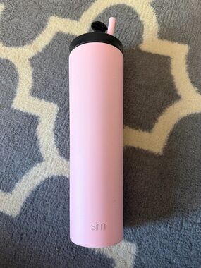 S'well Inspired Slim Pink Stainless Steel Water Bottle with Straw Lid